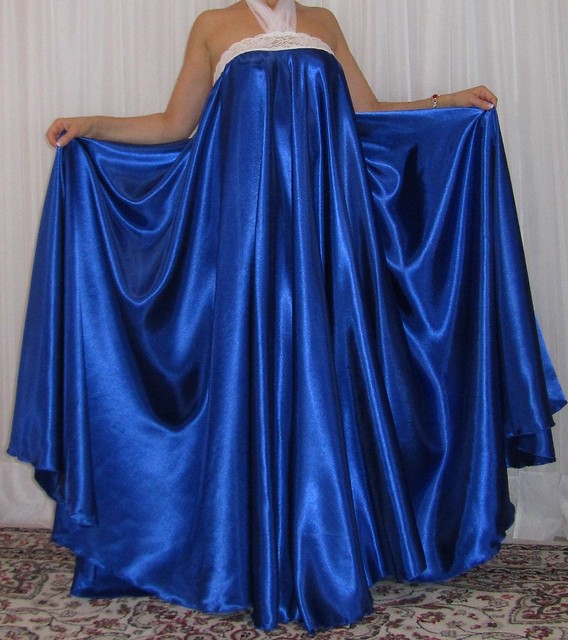 Royal Blue Satin Halter Top Nightgown w White Trim - a photo on Flickriver