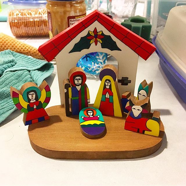 My MIL bought us this sweet little nativity set while in Guatemala. I love this type of art. I also collect the crosses, and she bought me three!
