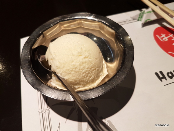 Complimentary vanilla ice cream