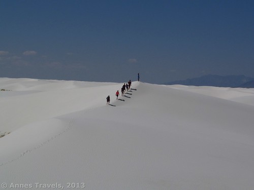 Ascending a sand dune in White Sands National Monument, New Mexico