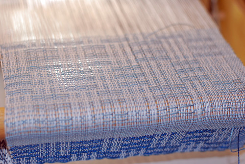 Handweaving Swedish lace sampler showing turned lace skips in each block on Louet Erica table loom by irieknit