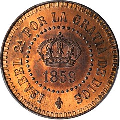 1859 Philippines 2 centavos Pattern obverse