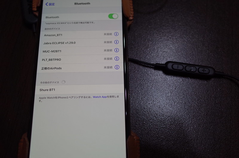 SHURE BLUETOOTH REMOTE+MIC CABLE iPhone XS Max Bluetooth接続