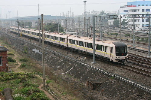 Guangzhou Metro A2 series(Line 1) near Kengkou.Sta, Guangzhou, Guangdong, China /Jan 4 ,2019