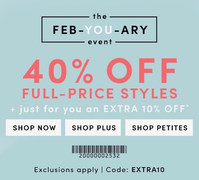 LOFT FEB-YOU-ARY Event: 40% Off Full-Price Styles + Extra 10% Off (Use code EXTRA10