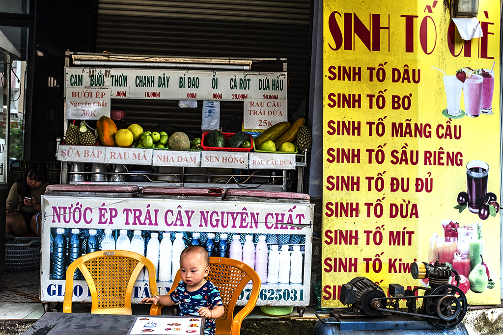 Suki at neighborhood juice bar--Saigon