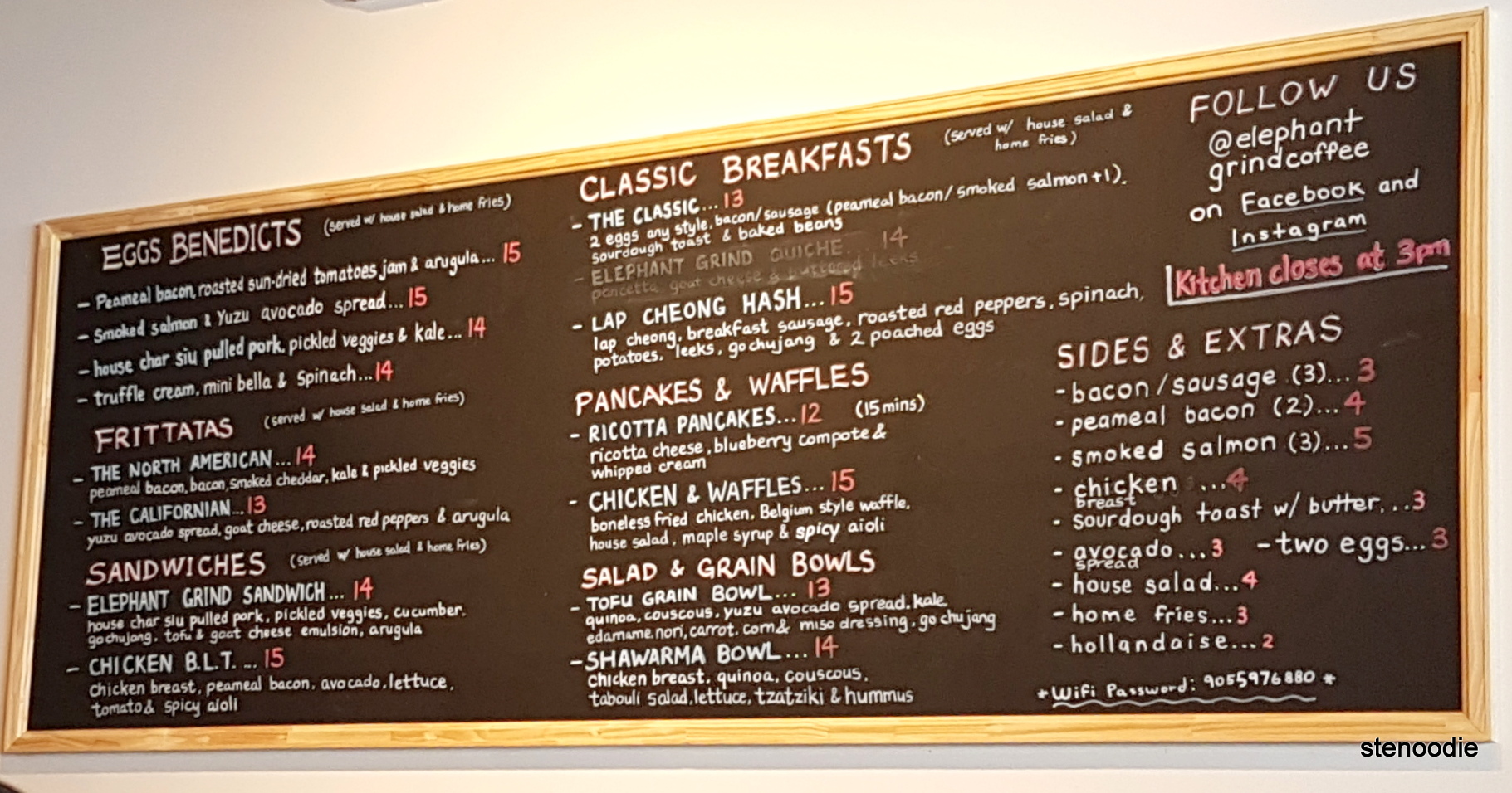 Elephant Grind Coffee menu and prices