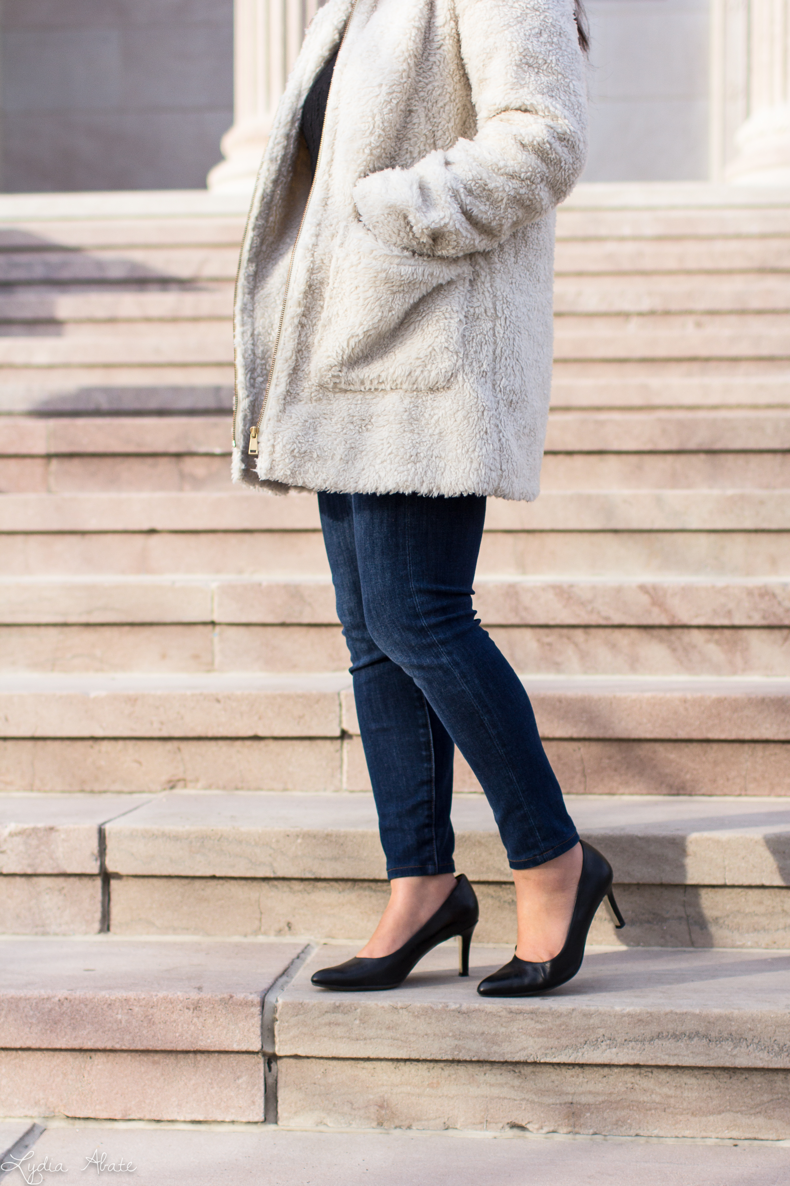 black cable knit sweater, jeans, white teddy coat, kate spade bag-8.jpg