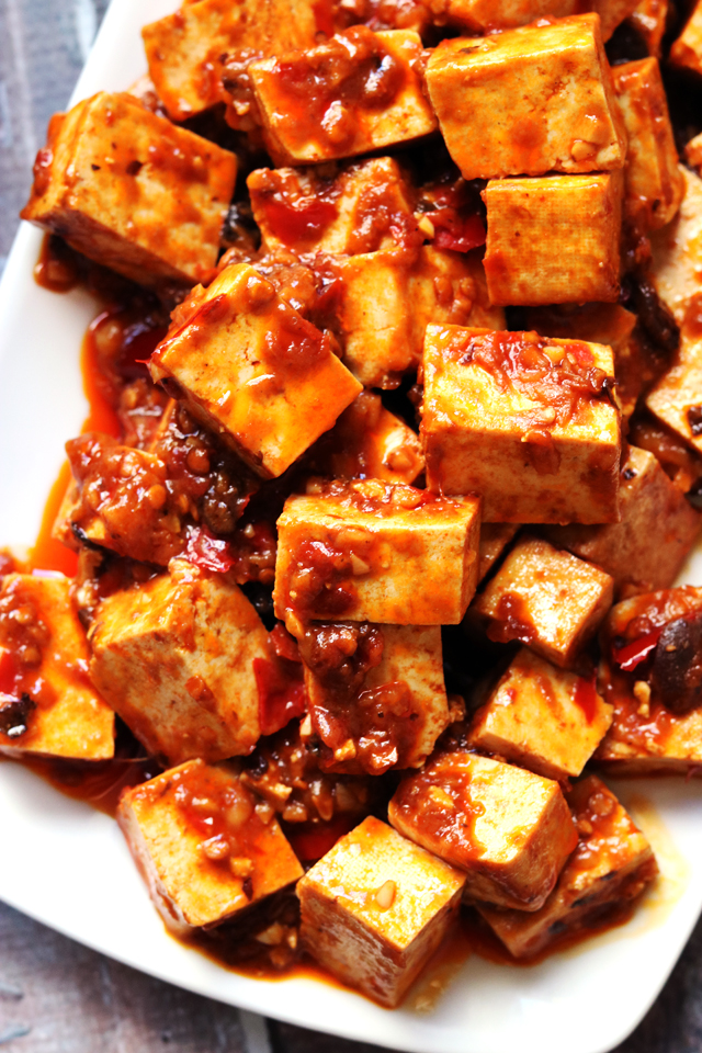 Fiery Vegetarian Mapo Tofu with Spicy Twice-Cooked Chard