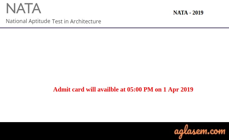 NATA 2019 Admit Card