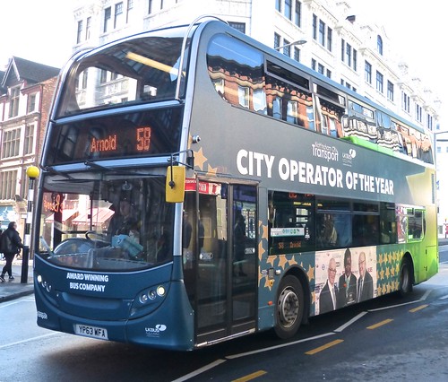 YP63 WFA ‘Nottingham City Transport’ No. 601 ‘City Operator of the Year’. Scania N230UD / Alexander Dennis Ltd. Enviro 400 /1 on Dennis Basford’s railsroadsrunways.blogspot.co.uk’