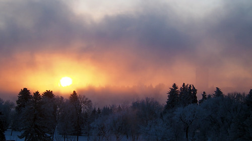 olympus omd em5 sunrise winter cold saskatoon saskatchewan canada mist