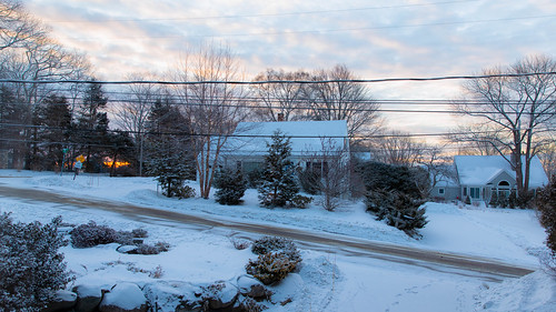 dawn snow winter trees sky clouds camden maine sunrise