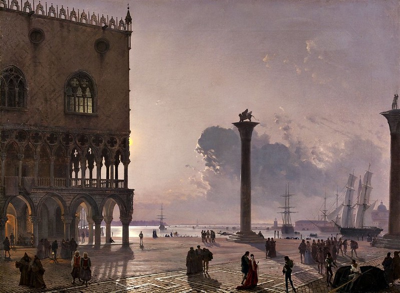 Friedrich Nerly - A moonlit view of the Piazza San Marco towards San Giorgio Maggiore