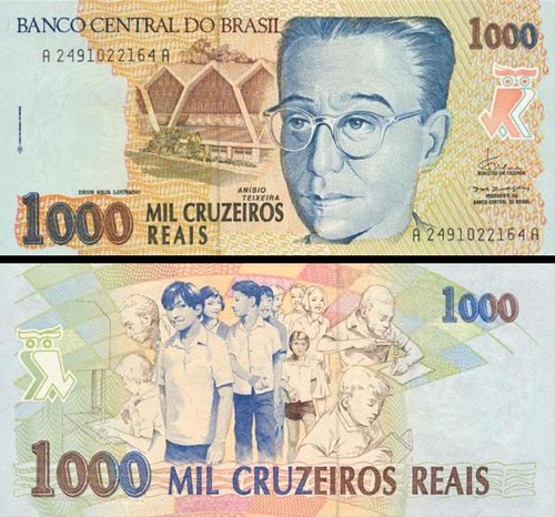 1000 cruzeiros reias Brazília 1993, P240