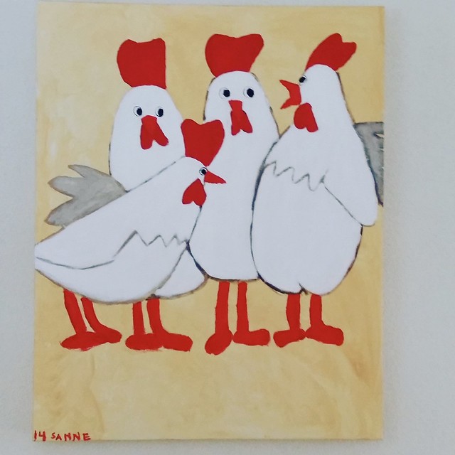 Schilderij met kippen