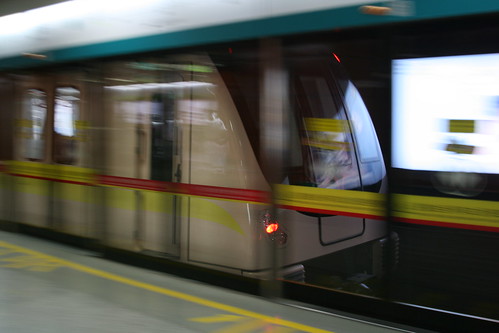 Guangzhou Metro A5 series(Line 8) in Shayuan.Sta, Guangzhou, Guangdong, China /Jan 4 ,2019