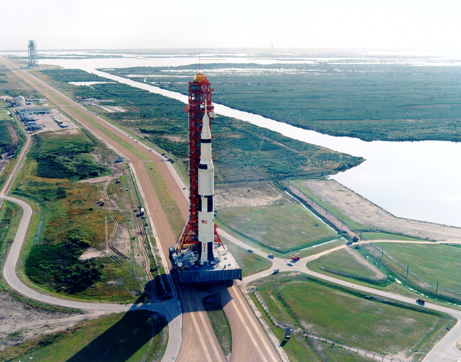 Rollout to the launch pad of the Apollo 8 Saturn V on October 9, 1968.