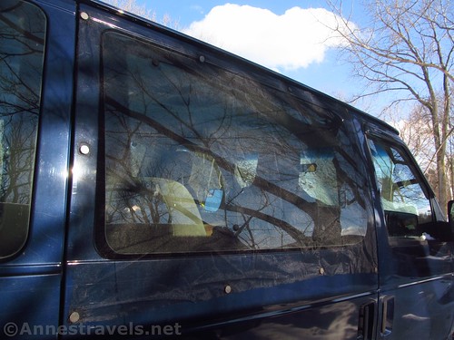 The mosquito screen on the side (sliding) door of the Ford E150 van