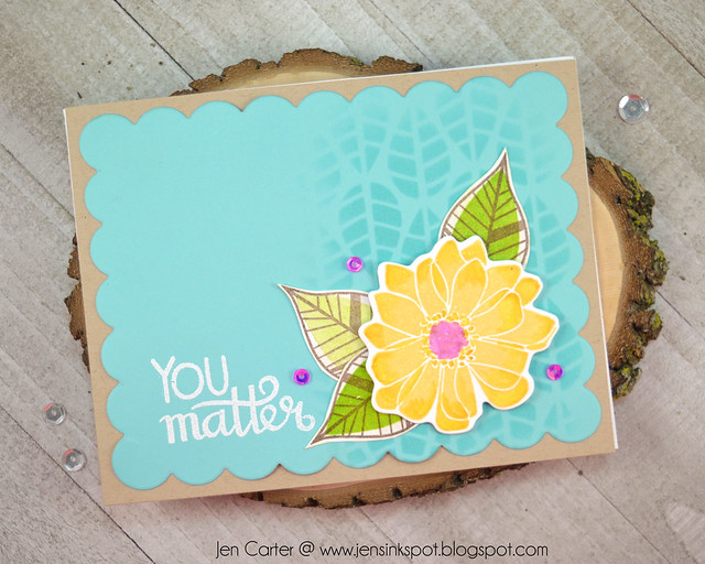 Jen Carter CP Bloomin' Bouquet You Matter Tags Etc Marching Leves Stencil