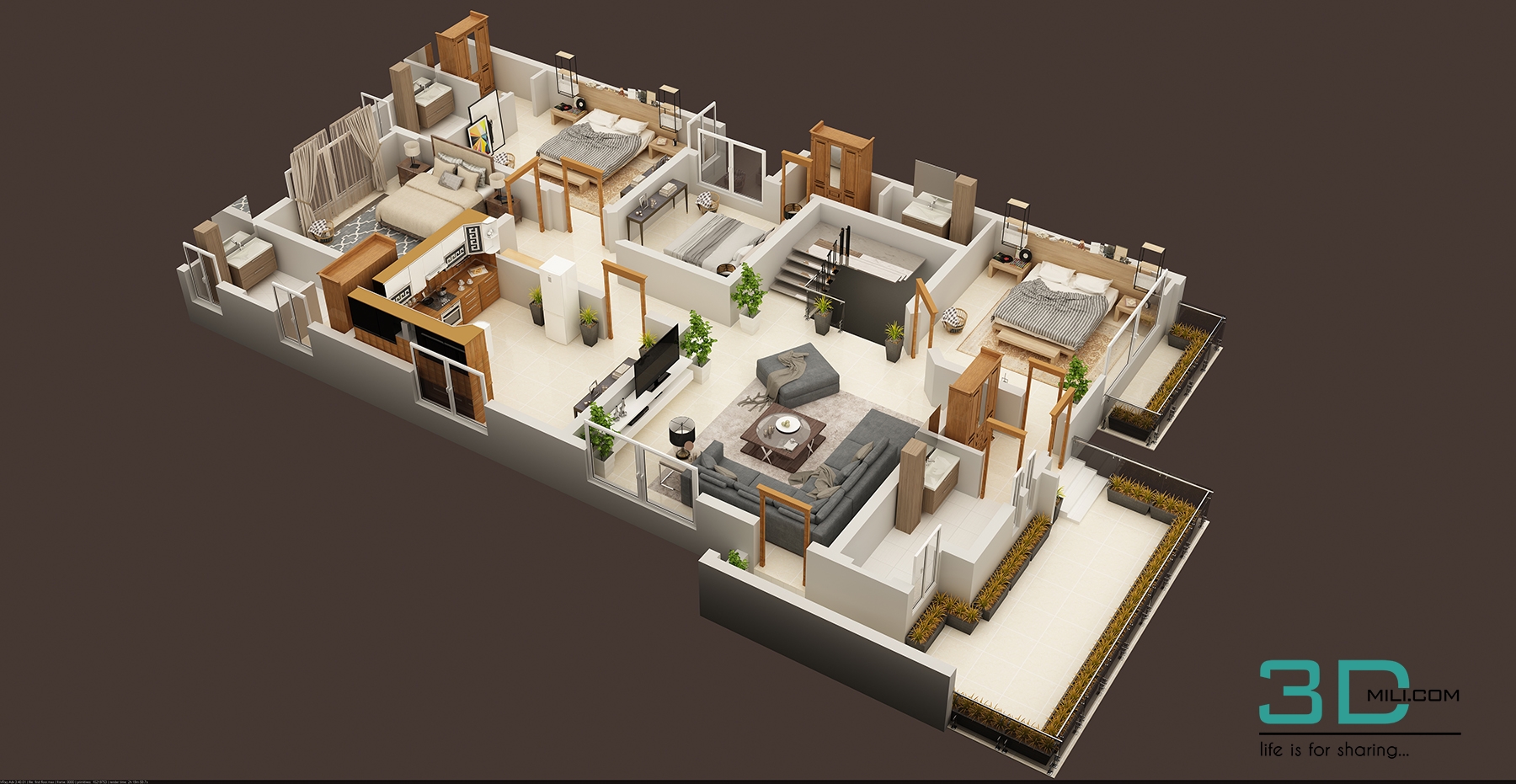 3d Floor Plan Of Residential House First Floor Plan 3dmili 2020