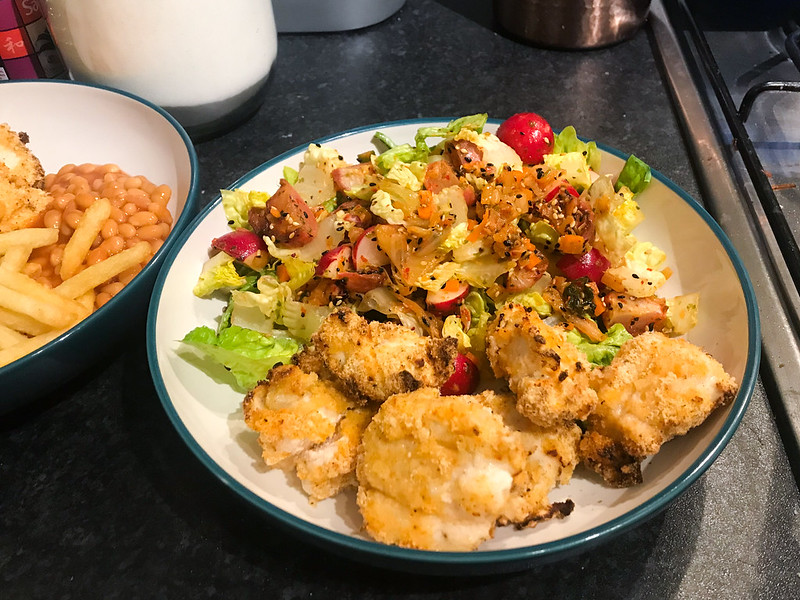 Homemade Chicken Nuggets and Kimchee Salad