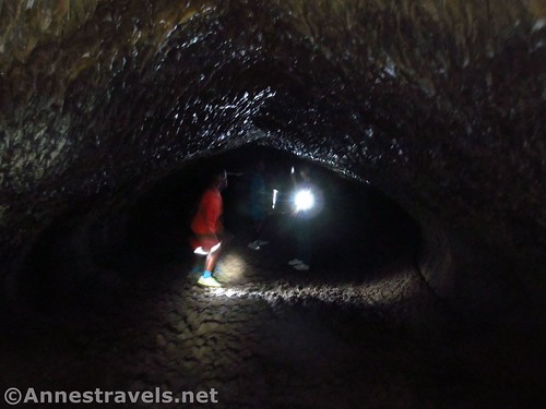 Exploring the further reaches of Hopkins Chocolate Cave, Lava Beds National Monument, California
