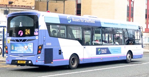 SN18 XXP ‘First South Yorkshire’ No. 63908. ‘Buses for Sheffield’. Wright Streetlite D/F ‘on Dennis Basford’s railsroadsrunways.blogspot.co.uk’
