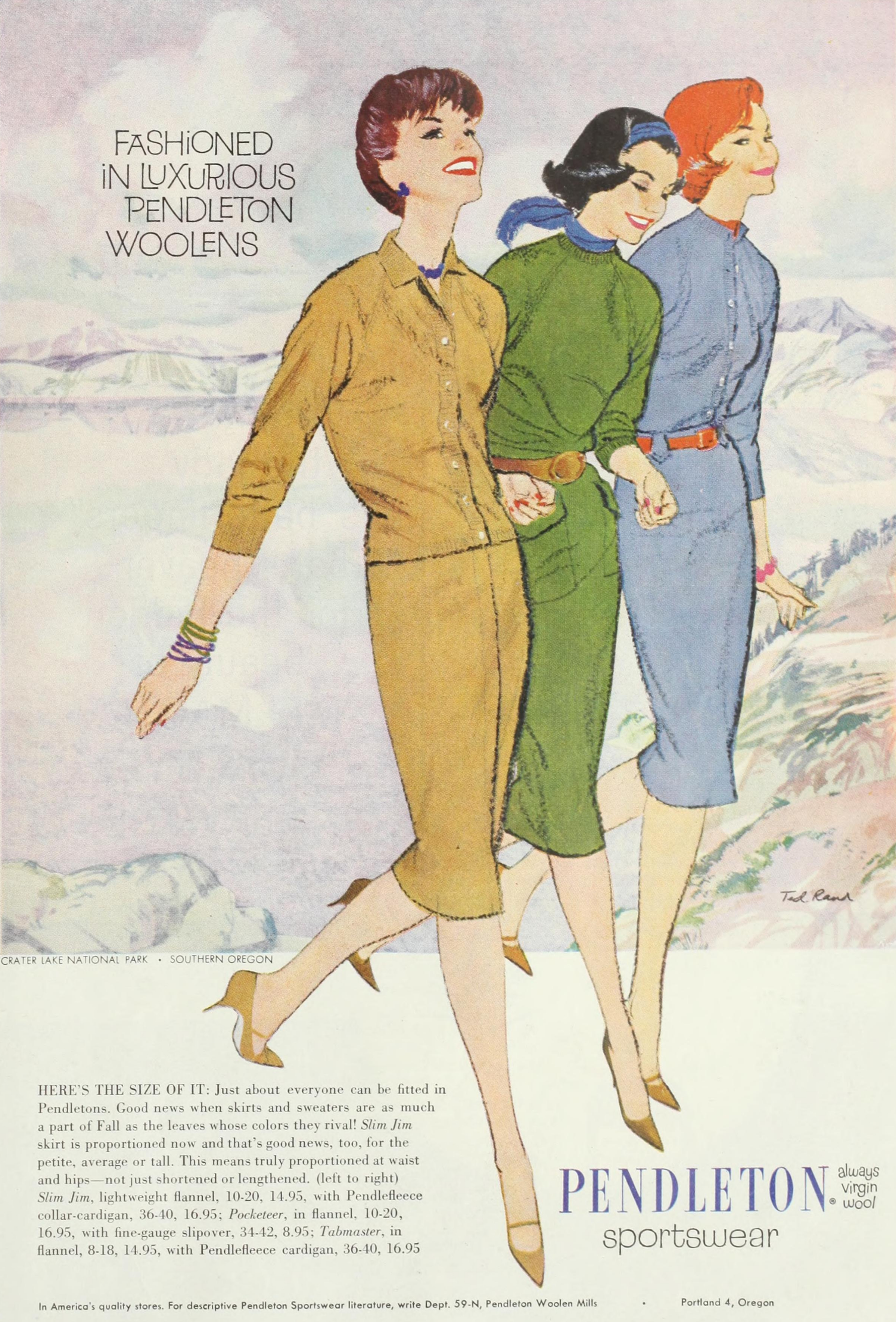 Pendleton Sportswear - published in Ladies' Home Journal - October 1959 - Illustration by Ted Rand