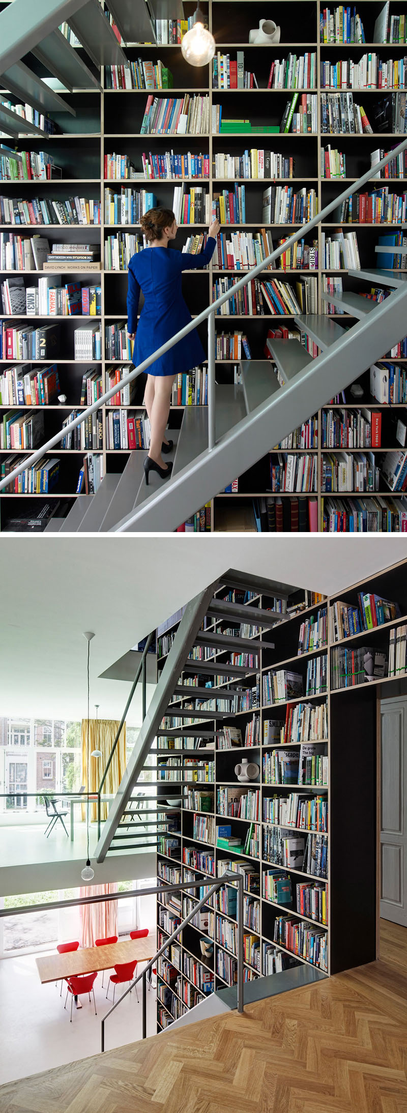 tangga dengan rak buku