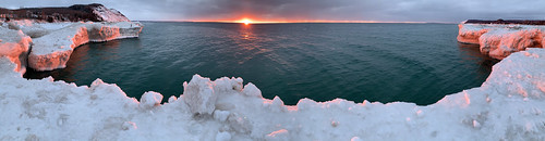 empire iceshelf lakemichigan leelanauco cold sunset sleepingbeardunes michigan beautiful 180 pano unretouched