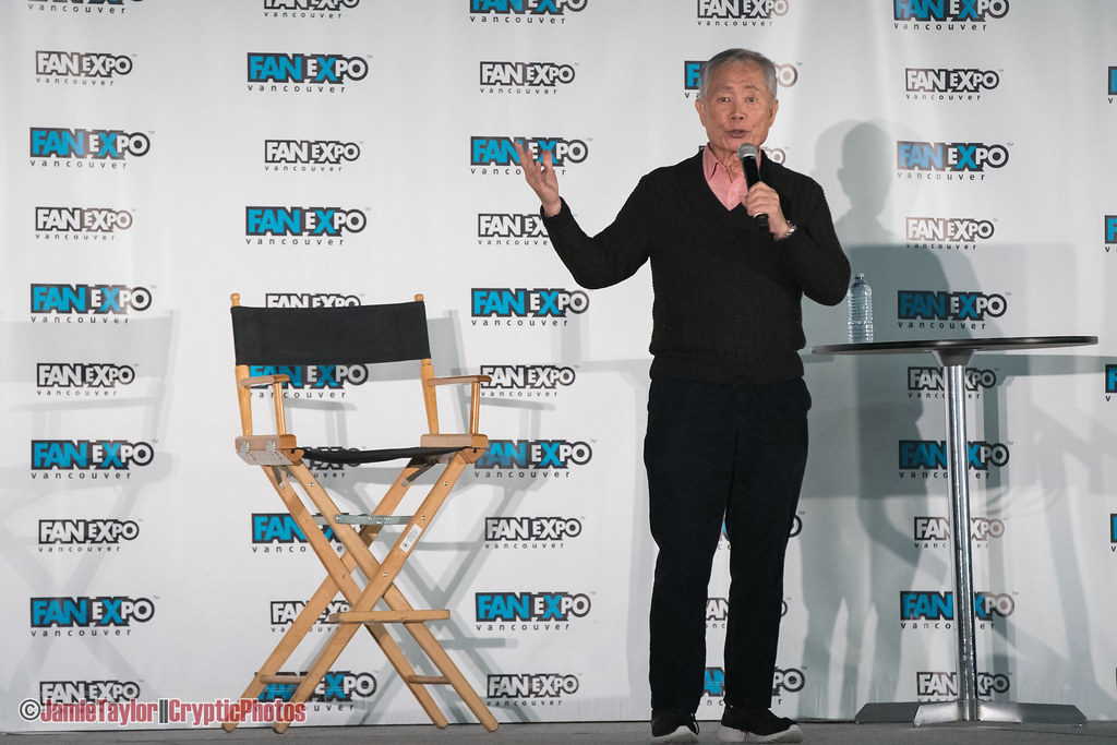 Star Trek alumni George Takei during a panel at Fan Expo Vancouver at Vancouver Convention Centre on March 2nd 2019