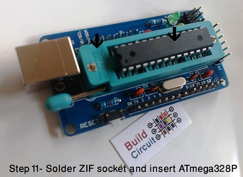 Step 11- Solder ZIF socket and insert ATmega328P
