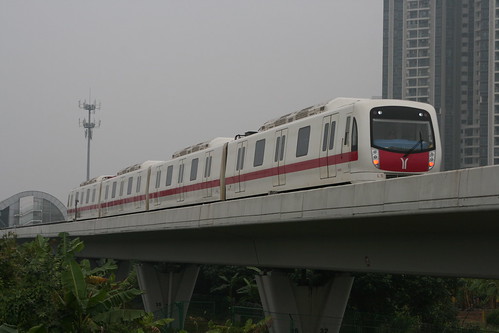 Guangzhou Metro 04series(L5, Line 4) near Haibang.Sta, Guangzhou, Guangdong, China /Jan 4, 2019