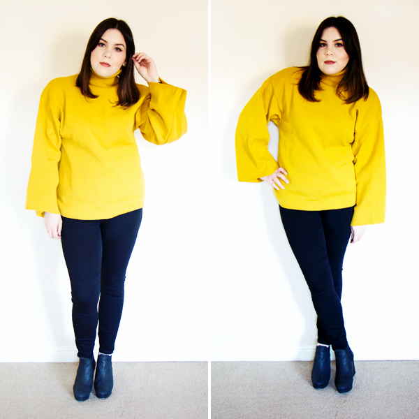 Femme Luxe Mustard Extreme Polo Neck Oversized Jumper