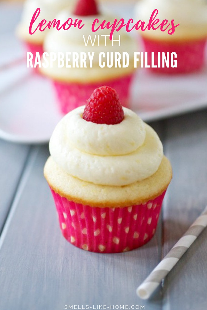 Lemon Cupcakes with Fresh Raspberry Curd Filling