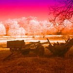 Farm implements Digswell Park Road  - duotone and infra red print by Derek Dewey-Leader