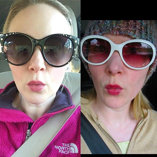 Uninspired purse-lipped car selfies: January 2019 (left) and March 2009 (right). I haven’t aged a DAY 😂😂😂😭😭😭