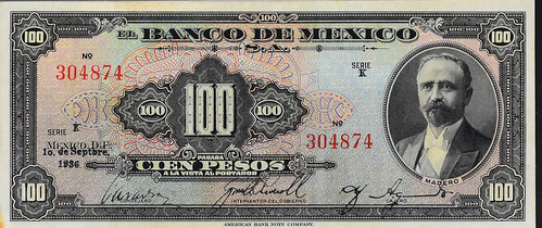 1936 Bank de Mexico 100 pesos