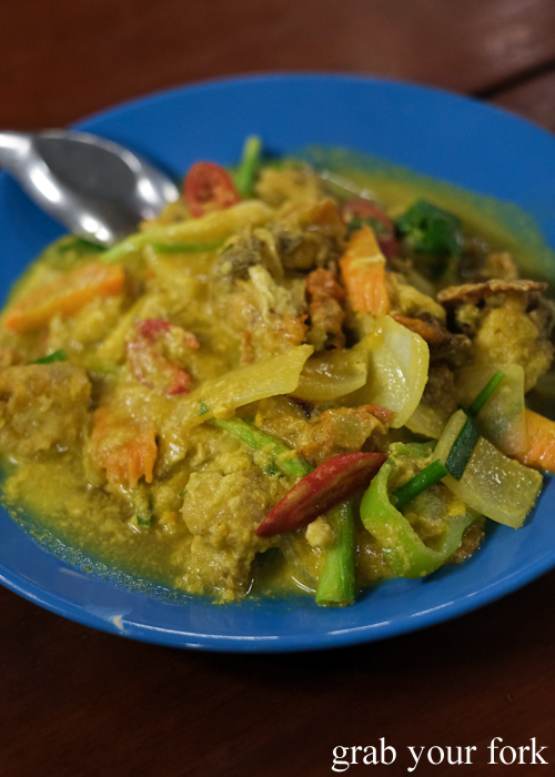 Soft shell crab curry stir fry at Baan Khao Lak Seafood Restaurant in Thailand