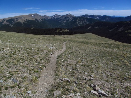 Looking down the Gold Hill Trail back toward the Taos Ski Valley in Carson National Forest, New Mexico