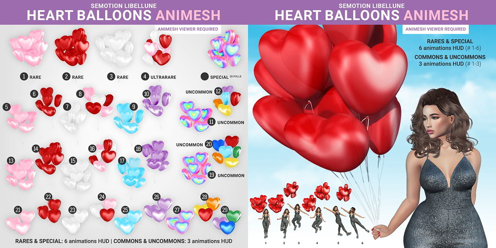 SEmotion Libellune Heart Balloons Bouquet Animesh