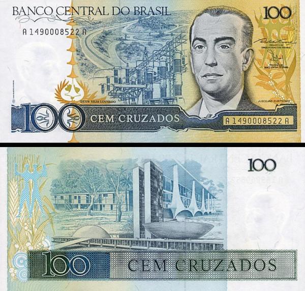 100 cruzados Brazília 1987, P211b