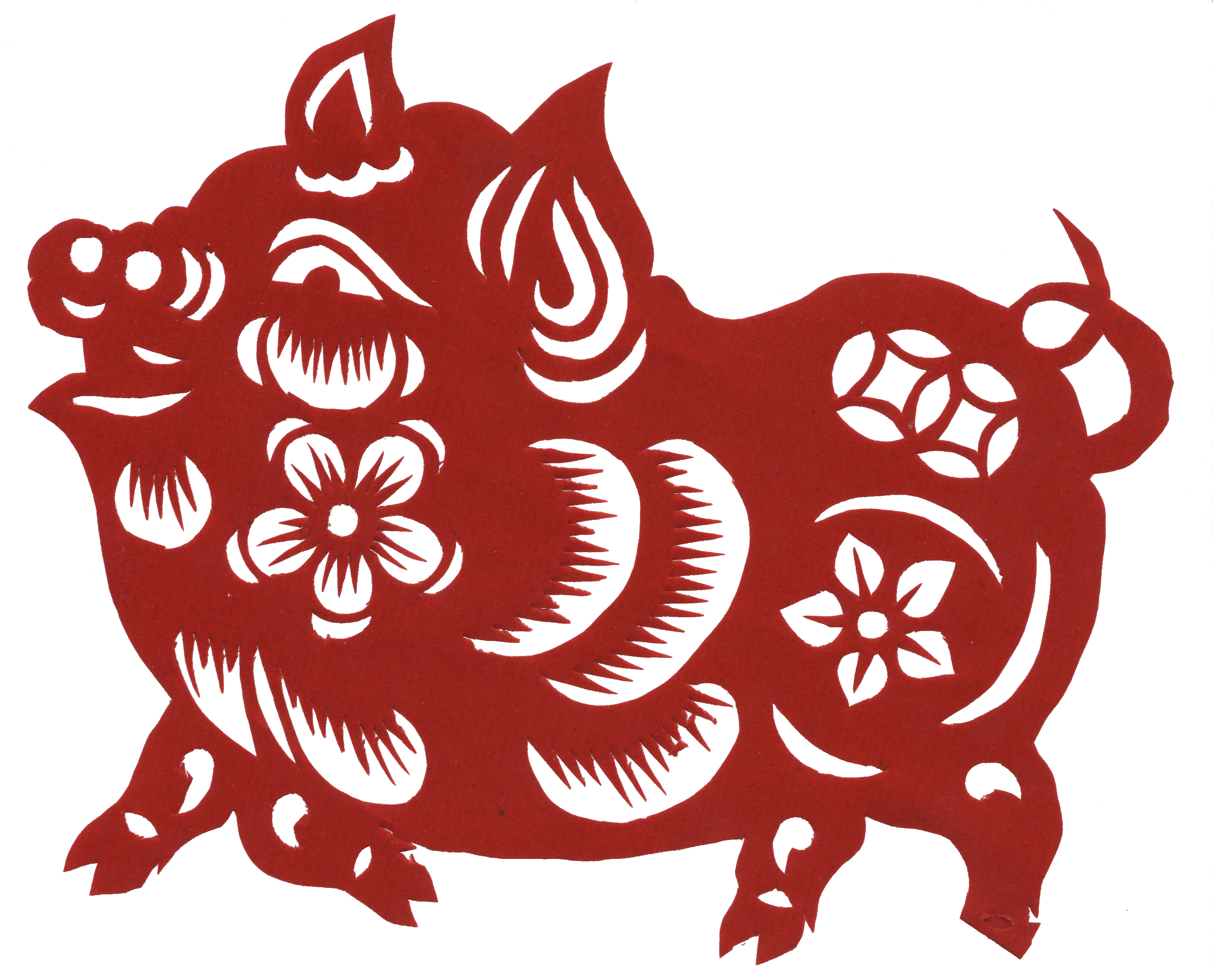 Chinese paper cutting of Pig for use in Chinese New Year of the Pig celebrations (2007, 2019).