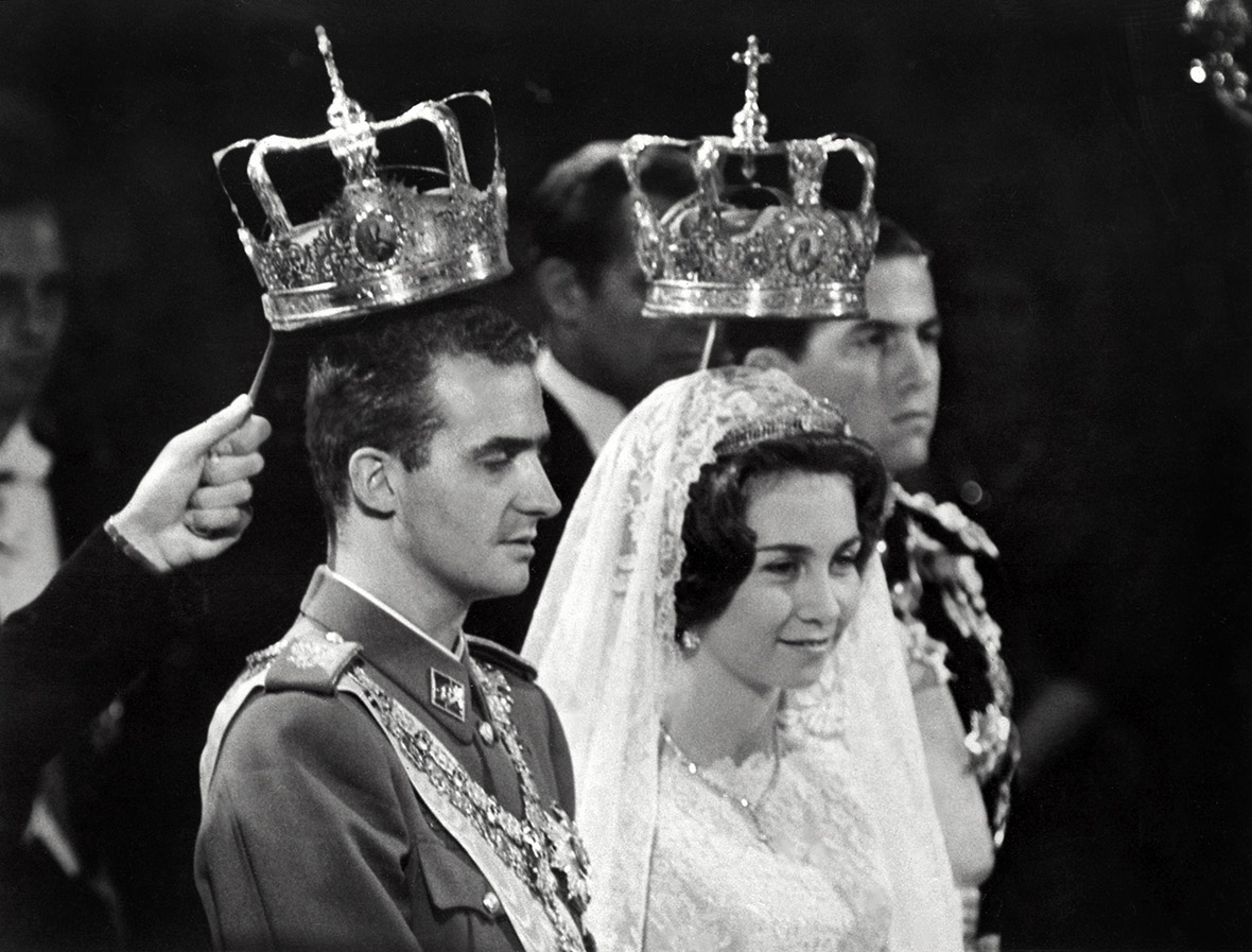 King Juan Carlos I and Queen Sofia of Spain during coronation ceremonies, 1977.