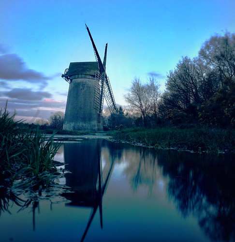 reflection wirral bidston windmill sunset