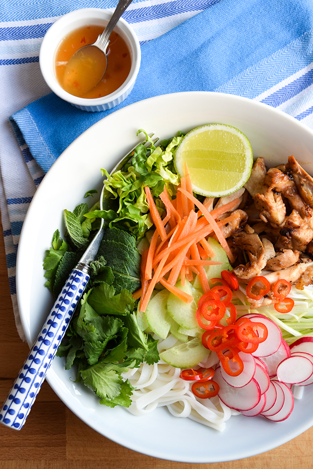 Easy Griddled Vietnamese Chicken Noodle Bowls