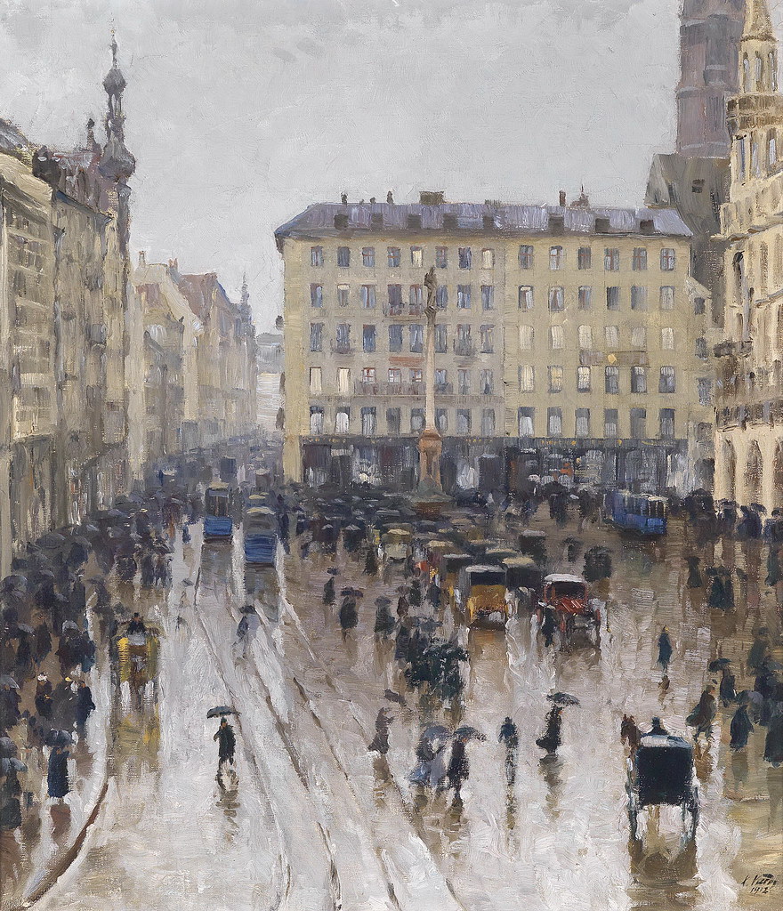 Charles Vetter «Blick auf den Marienplatz in München», 1912 г.