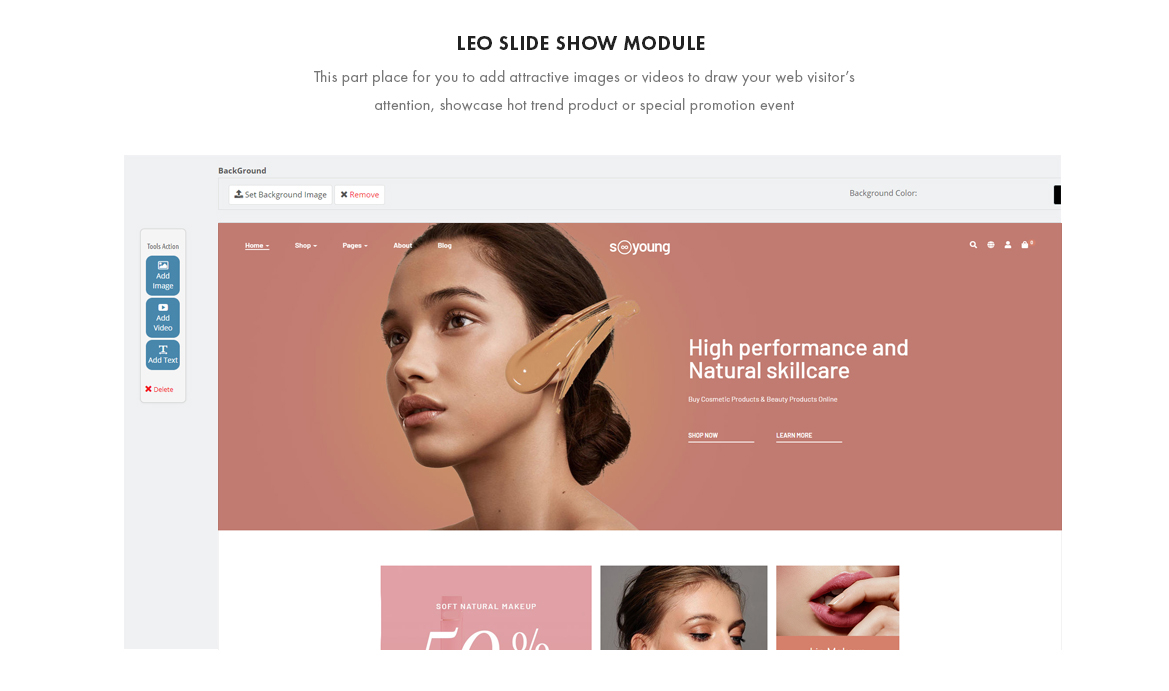 slideshow module - Leo Sooyoung - Cosmetics and Beauty Prestashop Theme