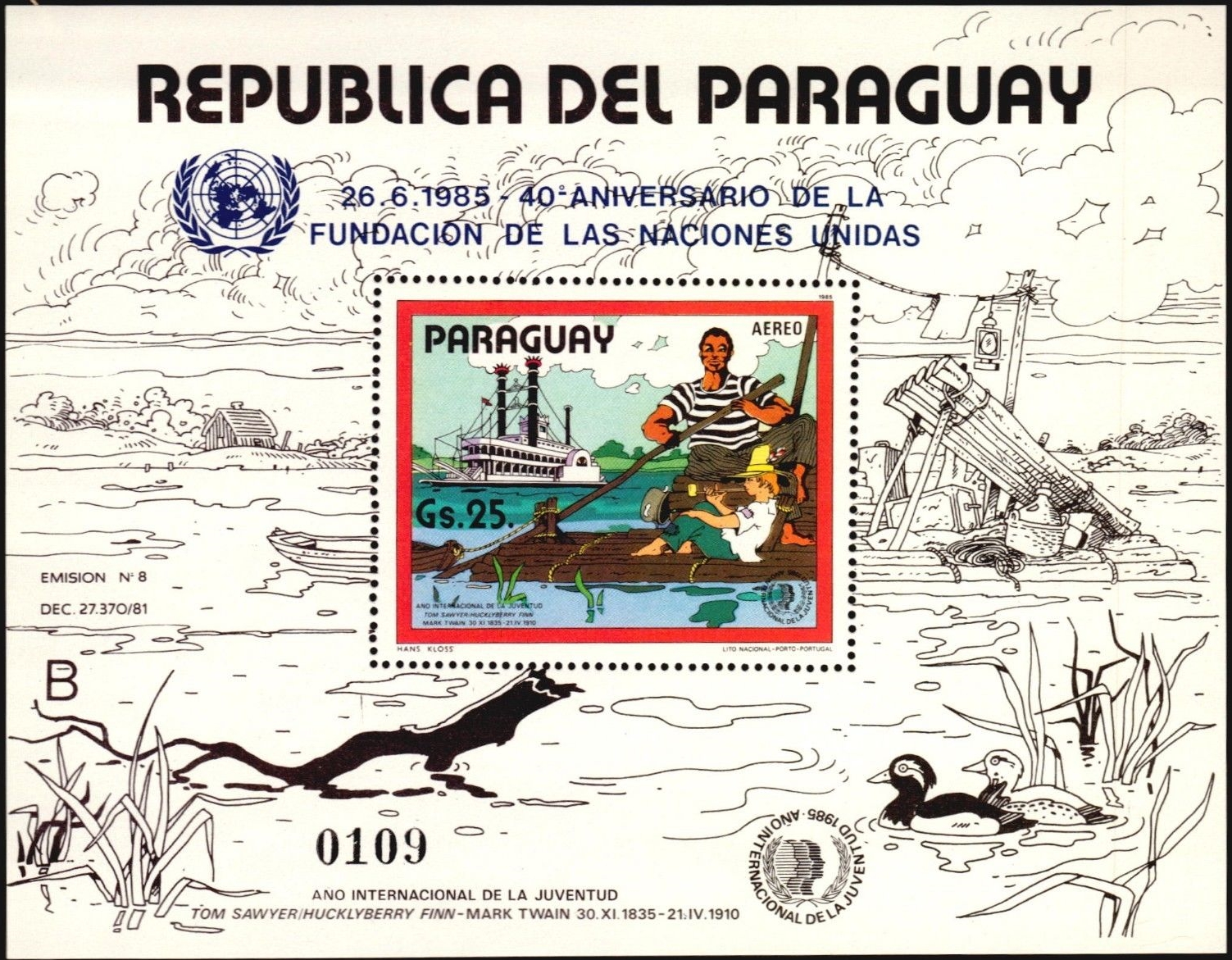 Paraguay - Scott #2149 (1985) air mail souvenir sheet